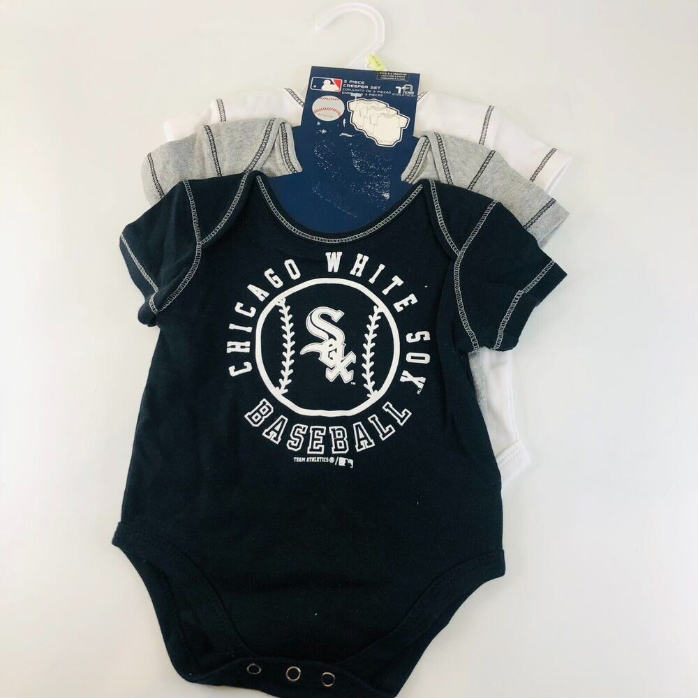 CHICAGO WHITE SOX baseball 3 pack CREEPER SET SIZE boy or girl styles 3-6 Ms